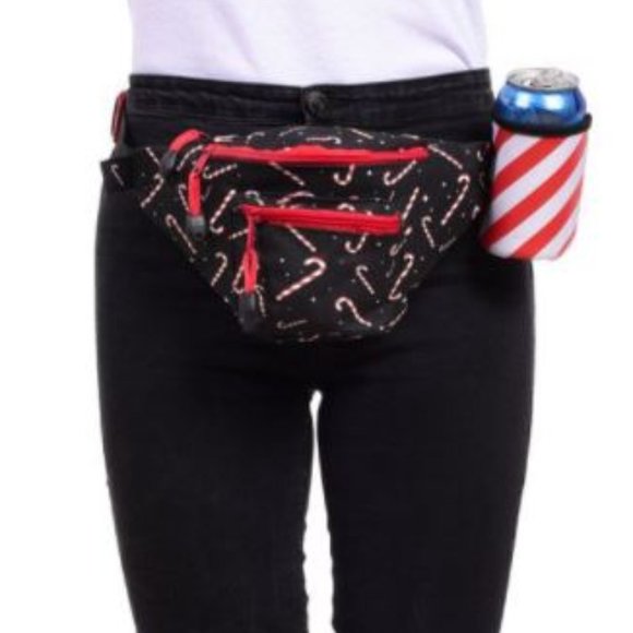 NWT Tipsy Elves Candy Cane Fanny Pack Drink Holder - Picture 1 of 6